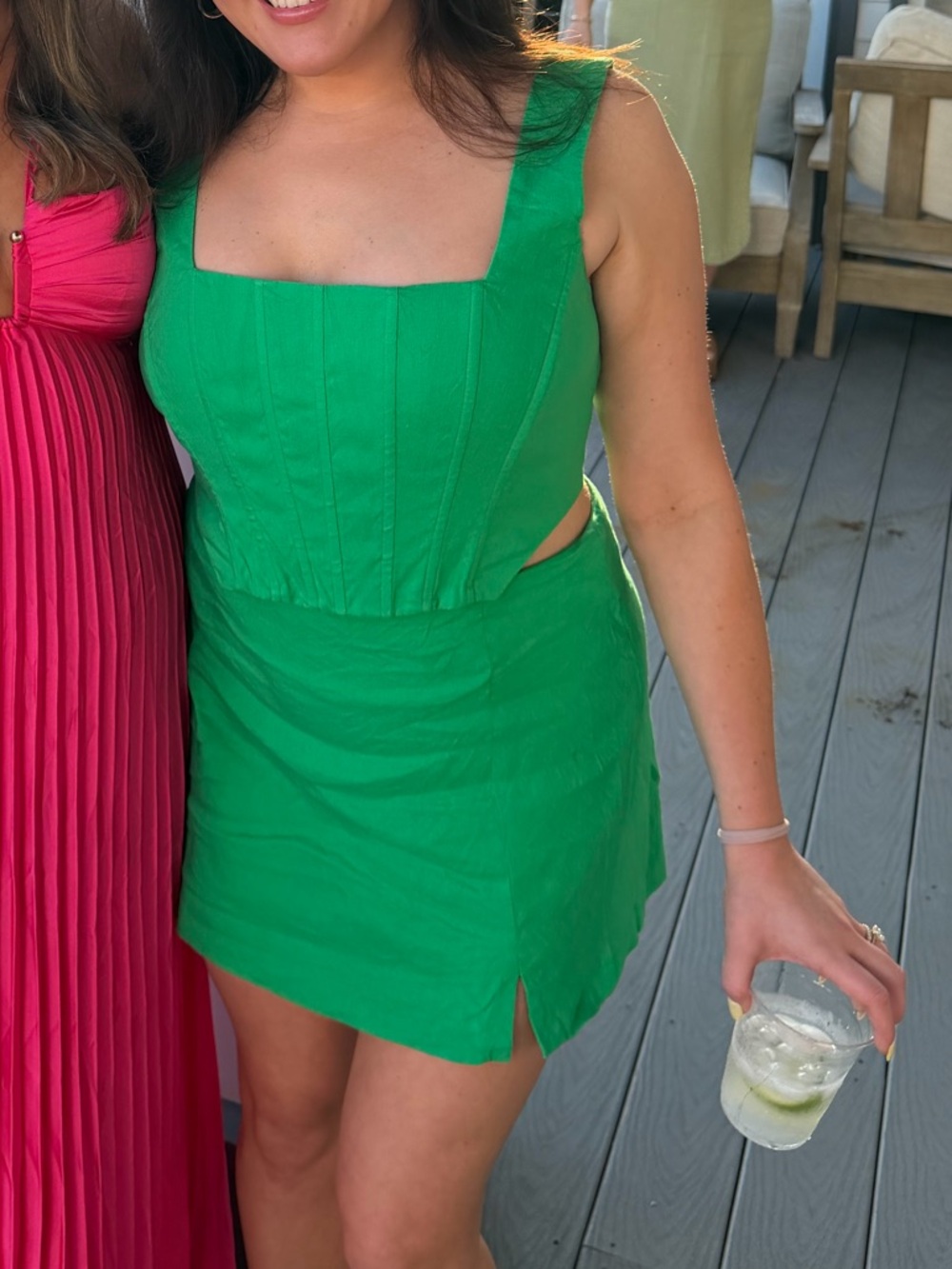 Gianni Bini Emerald Green Square-Neck Cutout Mini Dress